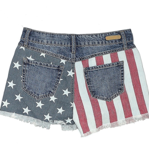 True Craft Shorts Distressed True Craft American Flag Jean Shorts